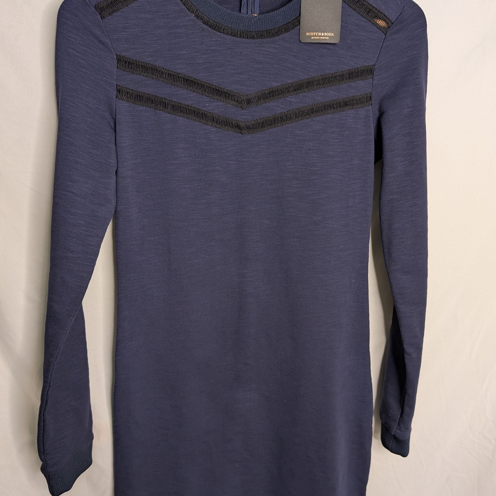 Scotch & Soda Maison Scotch Navy Long Sleeve Knit Dress – Size S – NWT